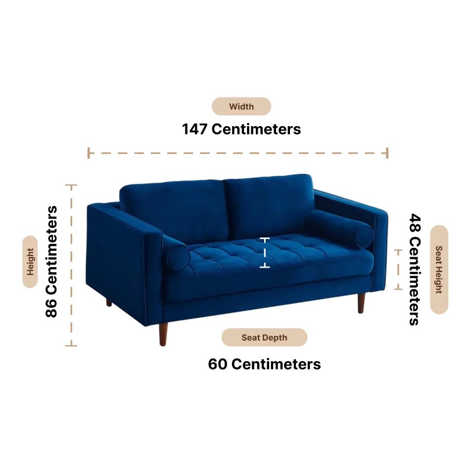 Scott Midnight Velvet 2 Seater Sofa - Furniture Instore