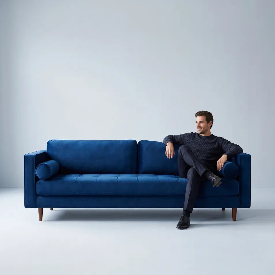Scott Midnight Velvet 4 Seater Sofa - Furniture Instore