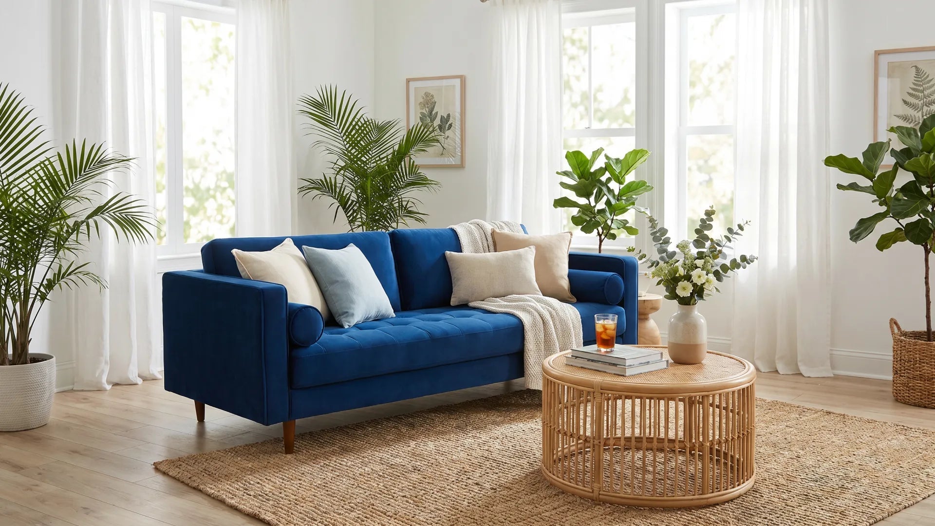 Scott Midnight Velvet 4 Seater Sofa - Furniture Instore