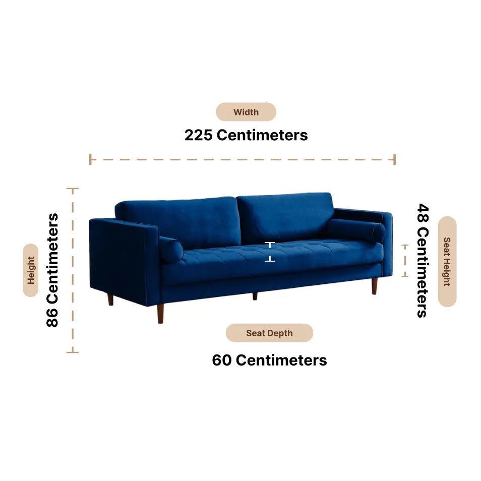 Scott Midnight Velvet 4 Seater Sofa - Furniture Instore
