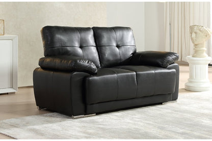 Sienna Black Leather Contemporary 3+2 Seater Sofa Set