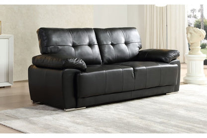Sienna Black Leather Contemporary 3+2 Seater Sofa Set