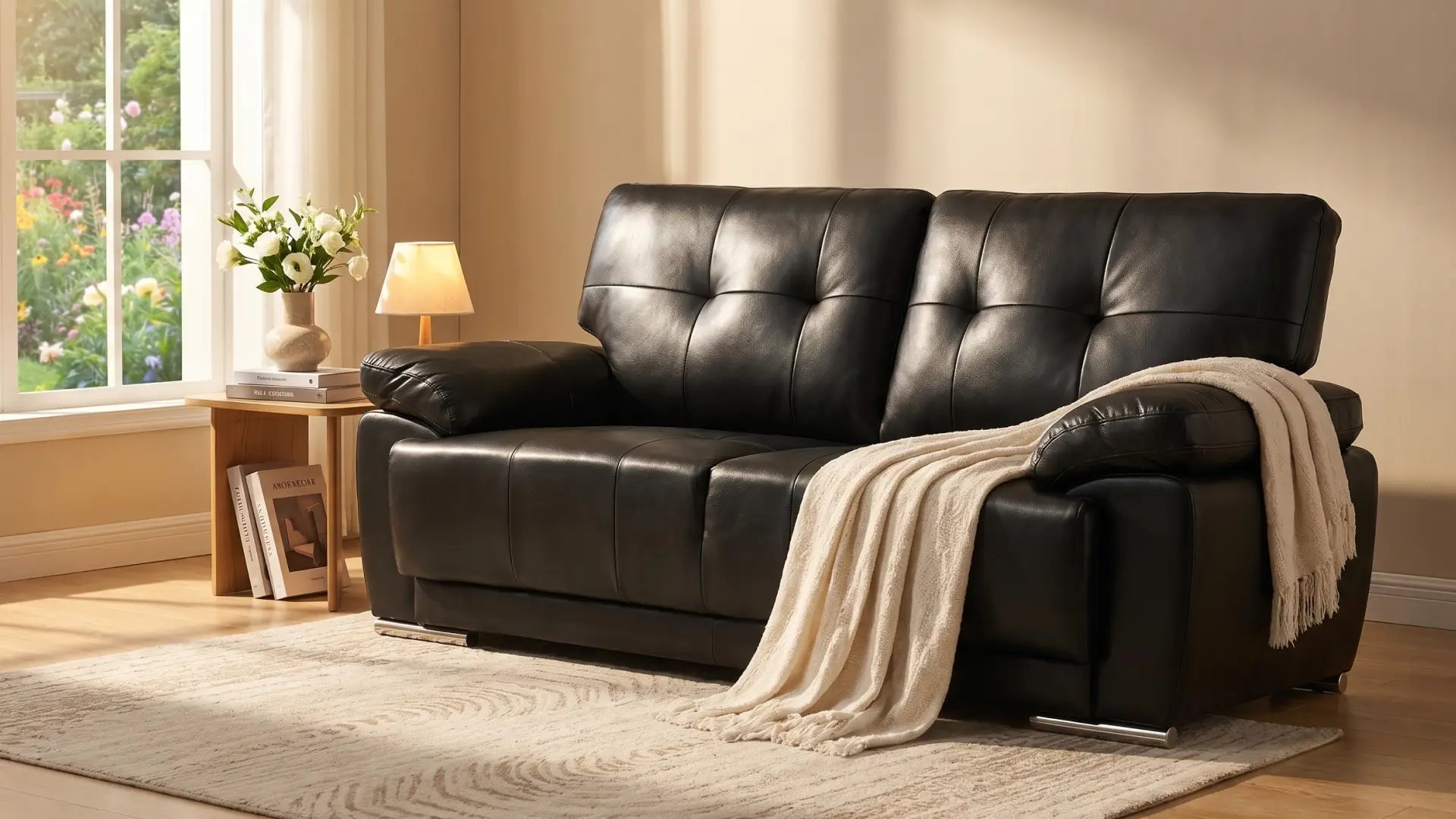 Sienna Black Leather 3 Seater Sofa - Furniture Instore