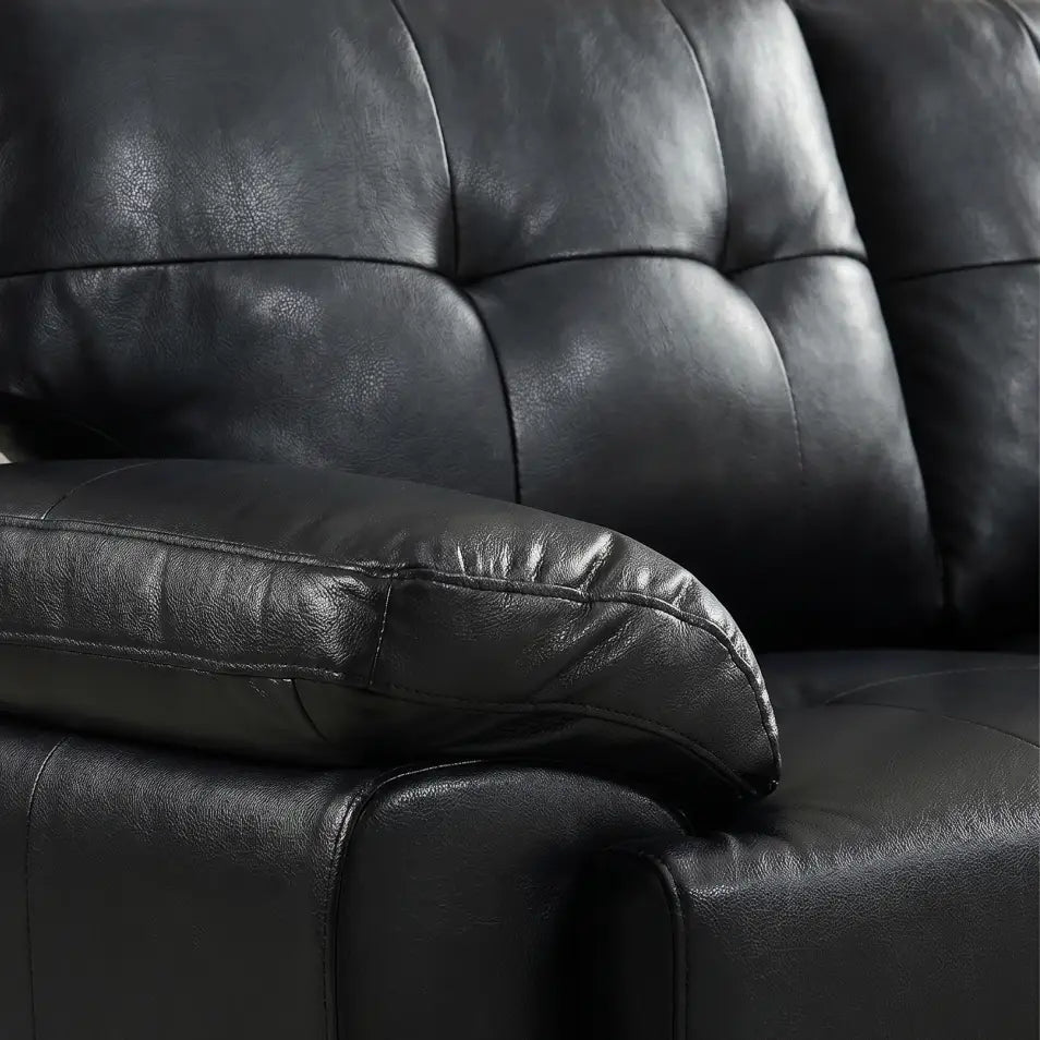 Sienna Black Leather 3 Seater Sofa - Furniture Instore