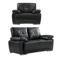 Sienna Black Leather Contemporary 2+1 Seater Sofa Set