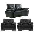 Sienna Black Leather Contemporary 2+1+1 Seater Sofa Set