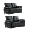 Sienna Black Leather Contemporary 2+2 Seater Sofa Set