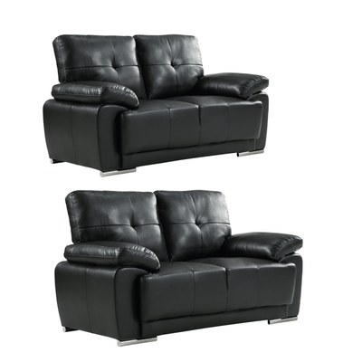 Sienna Black Leather Contemporary 2+2 Seater Sofa Set