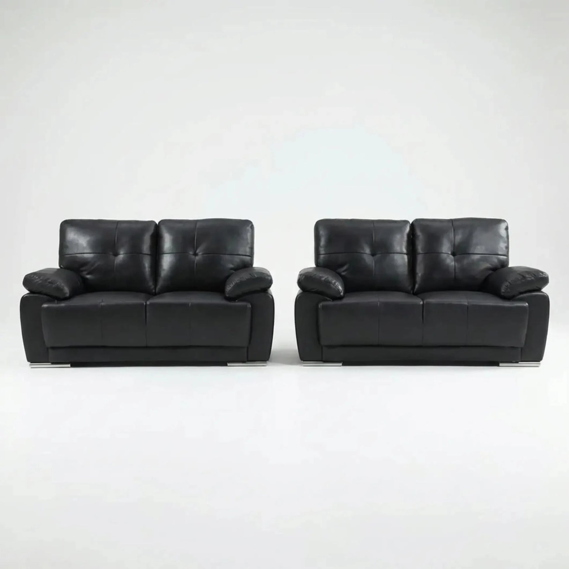 Sienna Black Leather Contemporary 2+2 Seater Sofa Set - Furniture Instore