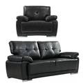 Sienna Black Leather Contemporary 3+1 Seater Sofa Set