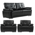 Sienna Black Leather Contemporary 3+1+1 Seater Sofa Set