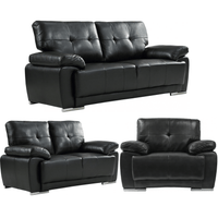 Black leather sofa set on a white background