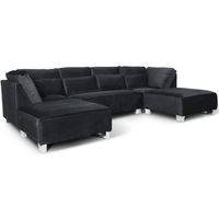 Black sectional sofa on a white background