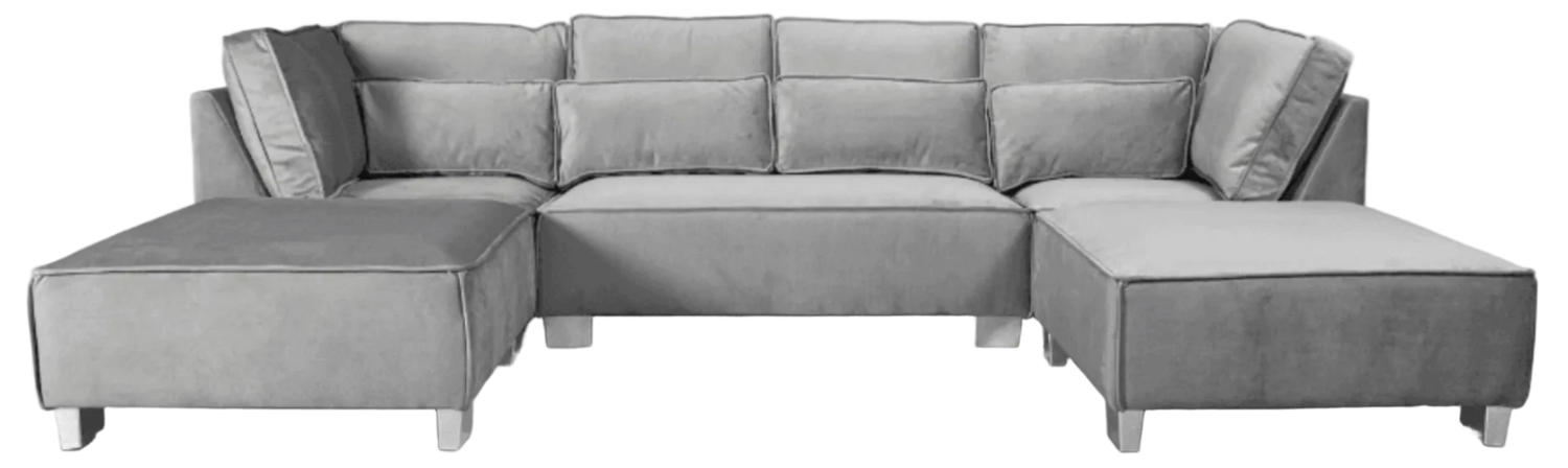 Gray sectional sofa on a white background