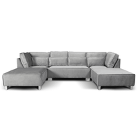Sloane U Shape Grey Velvet Corner Sofa