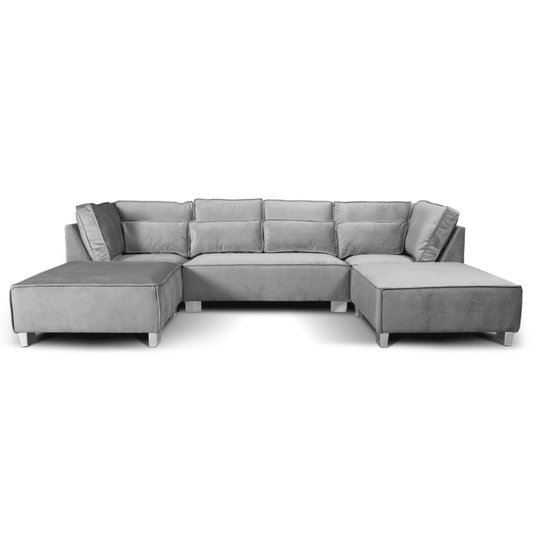 Gray sectional sofa on a white background