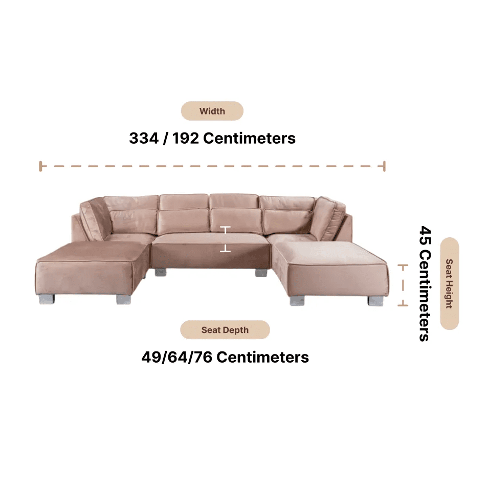 Sloane U Shape Mink Velvet Corner Sofa - Furniture Instore