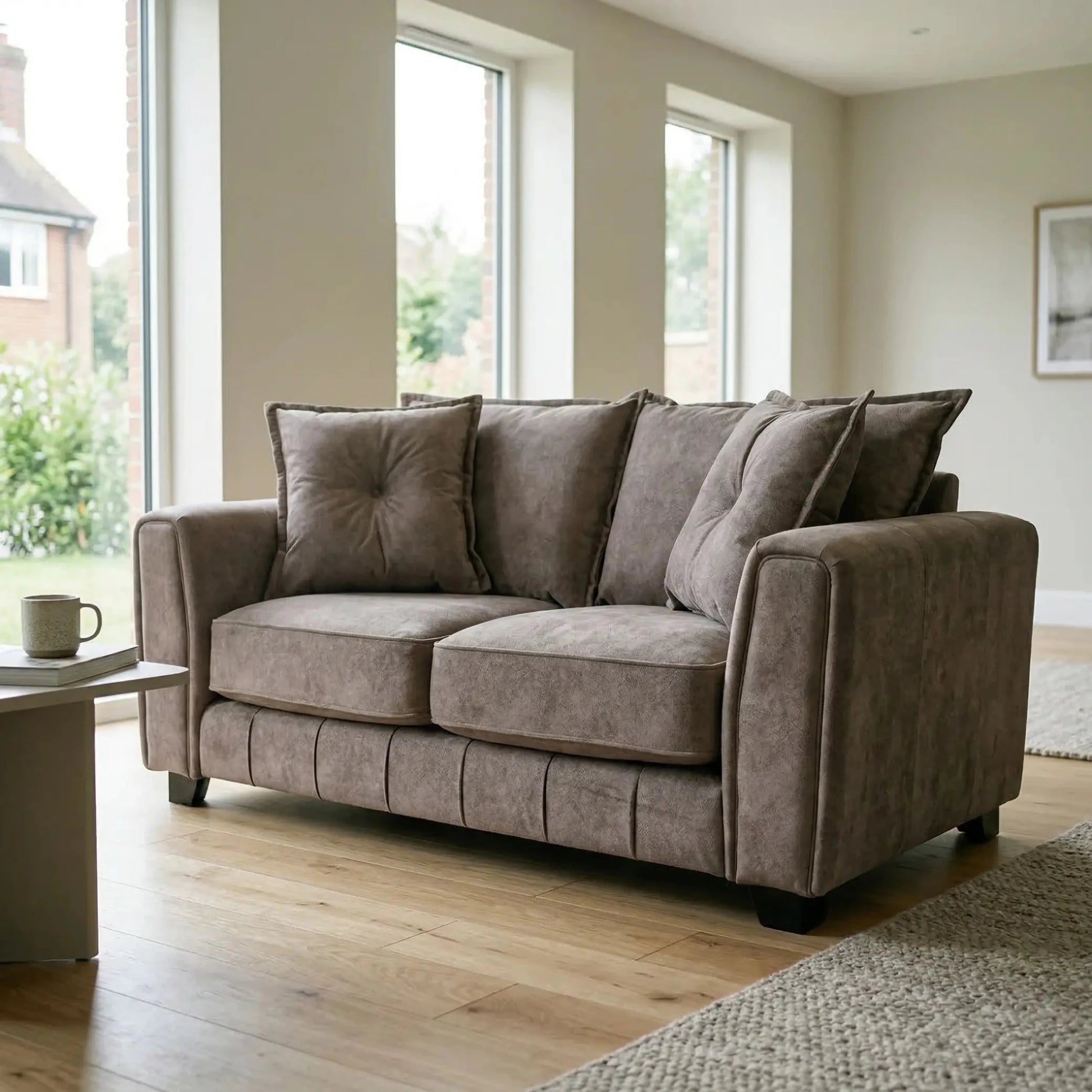 Somerford 2 Seater Chocolate Fabric Sofa - Furniture Instore