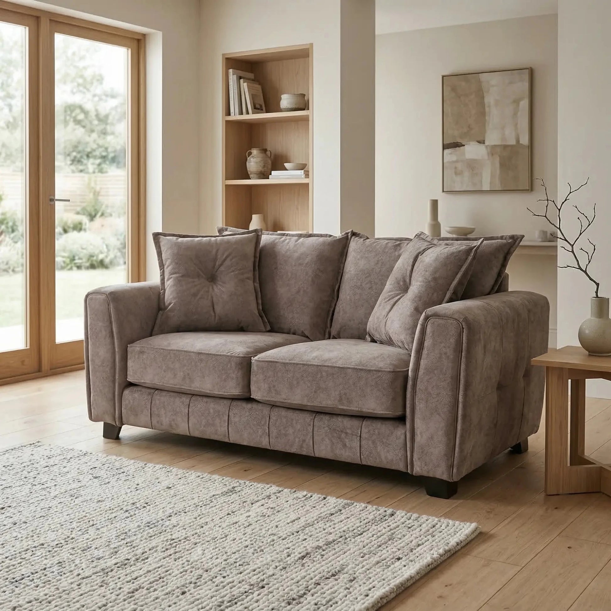 Somerford 2 Seater Chocolate Fabric Sofa - Furniture Instore