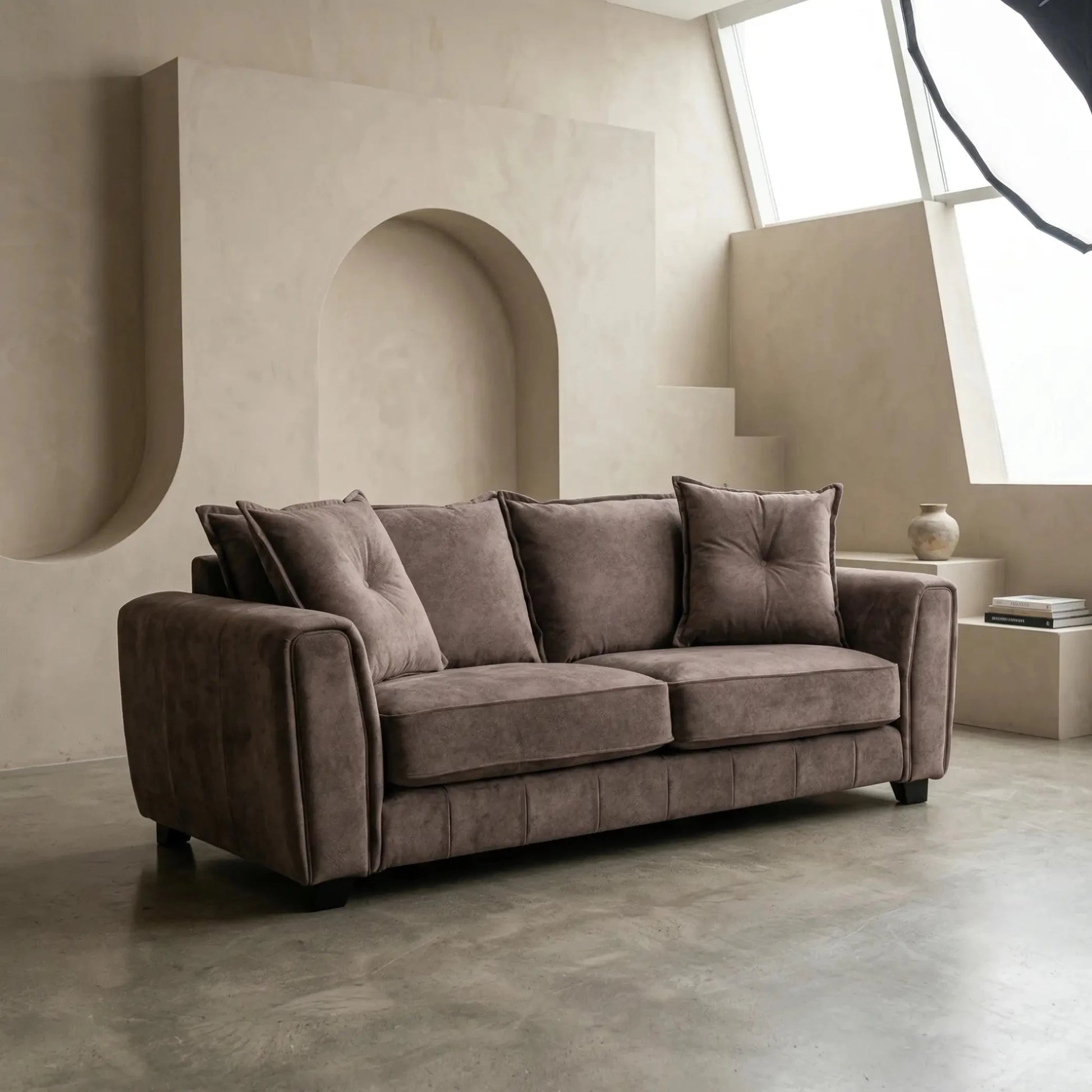 Somerford 3 Seater Chocolate Fabric Sofa - Furniture Instore