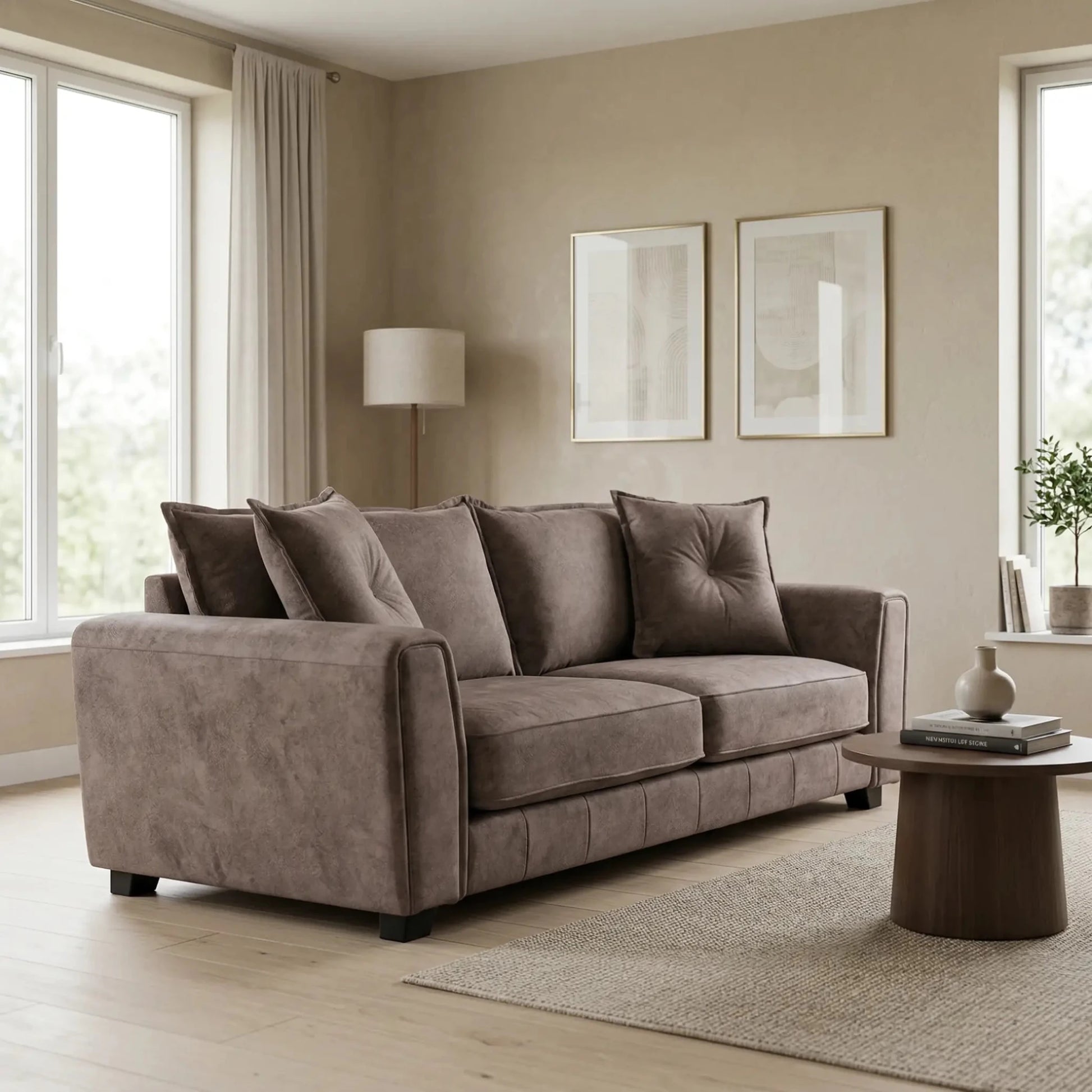 Somerford 3 Seater Chocolate Fabric Sofa - Furniture Instore