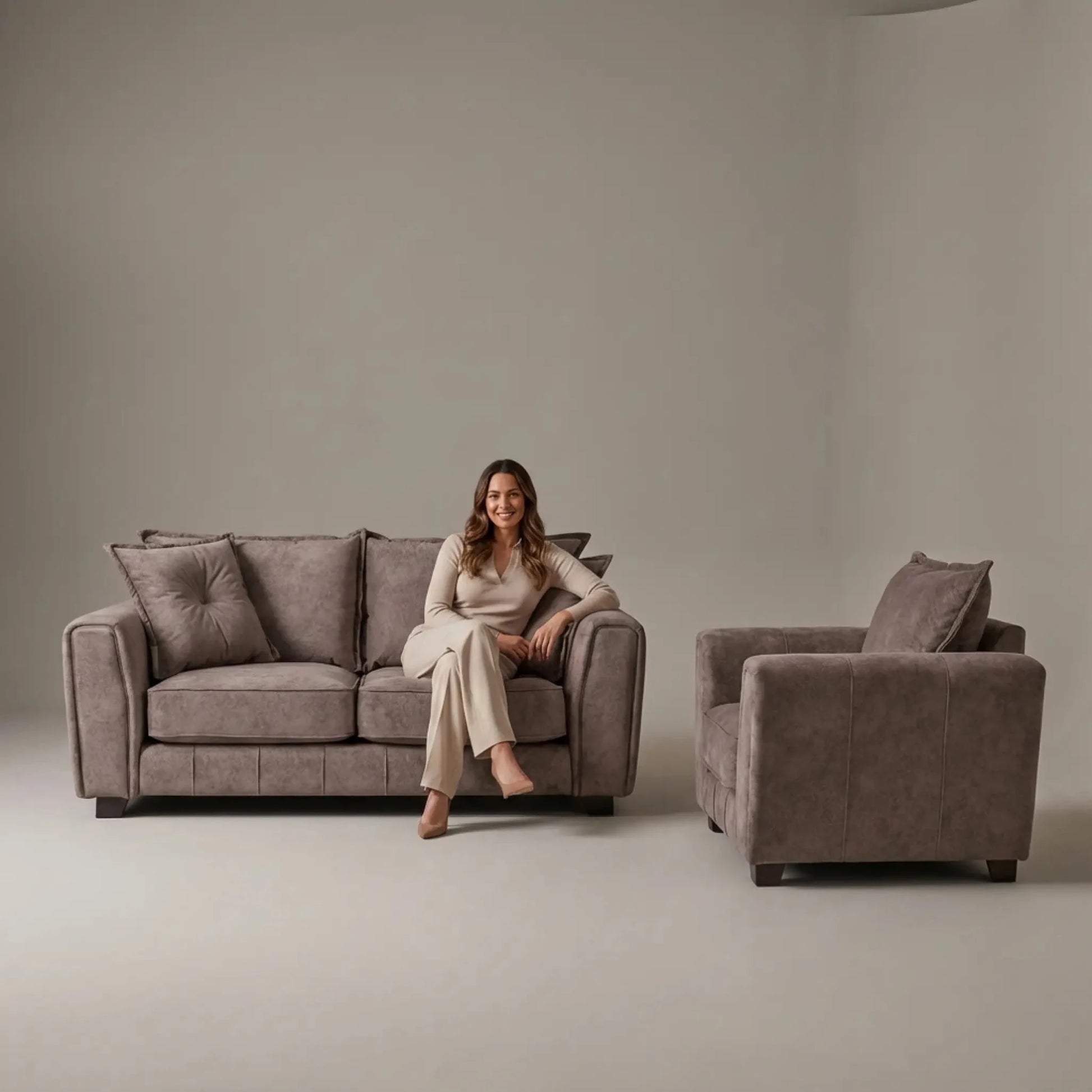 Somerford Chocolate Fabric 2+1 Seater Sofa Set - Furniture Instore
