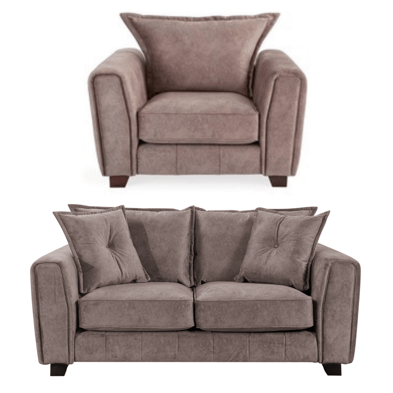 Somerford chocolate 2+1 sofa set, front view, modern design on white background.