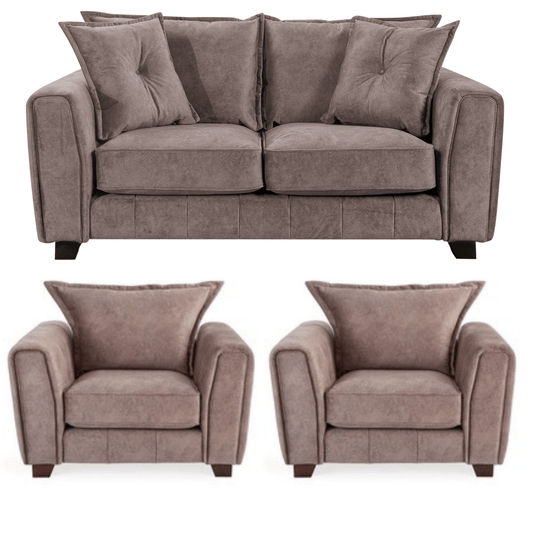 Somerford chocolate 2+1+1 sofa set, front view, modern design on white background.