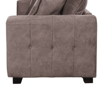 Somerford chocolate 2-seater sofa, side view, modern design on white background.