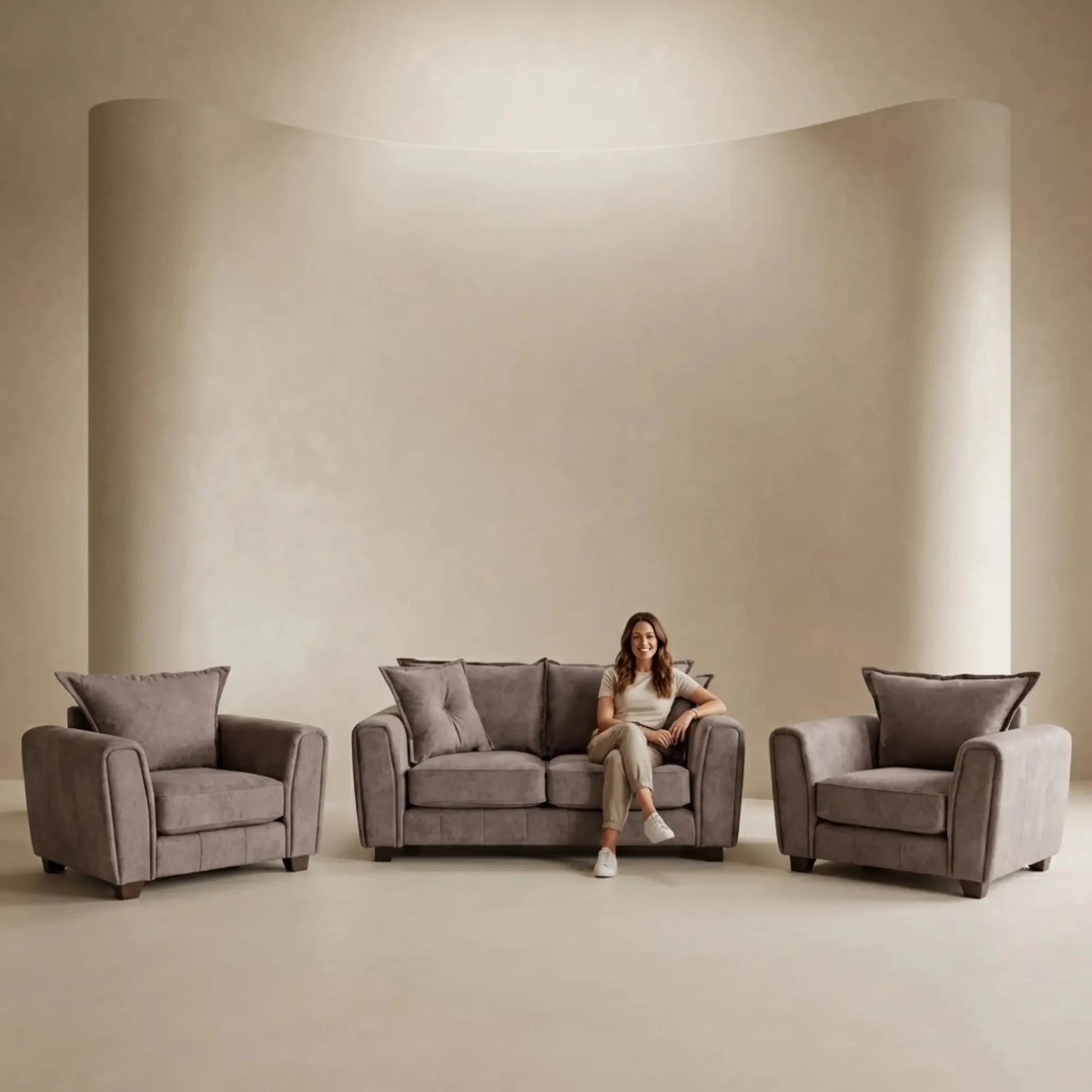 Somerford Chocolate Fabric 2+1+1 Seater Sofa Set - Furniture Instore