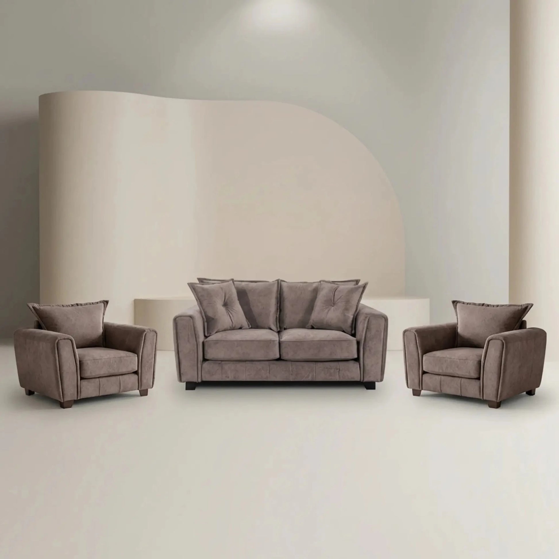Somerford Chocolate Fabric 2+1+1 Seater Sofa Set - Furniture Instore