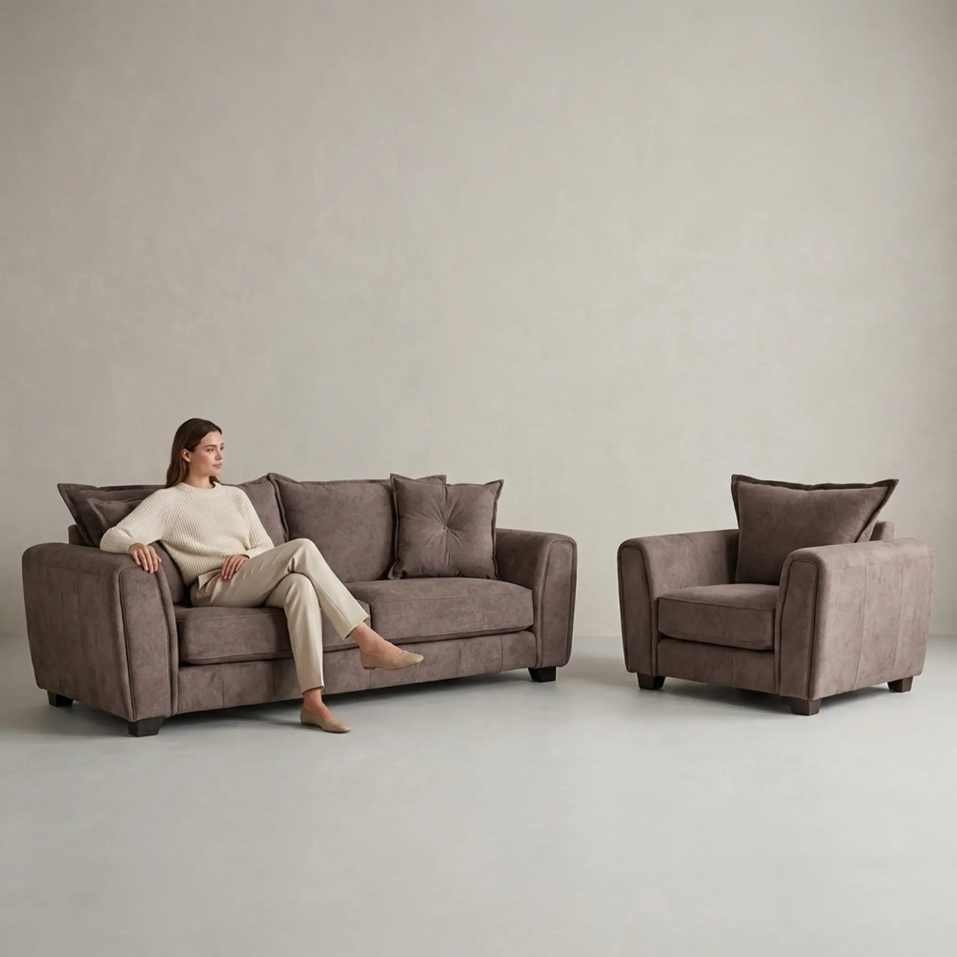 Somerford Chocolate Fabric 3+1 Seater Sofa Set - Furniture Instore