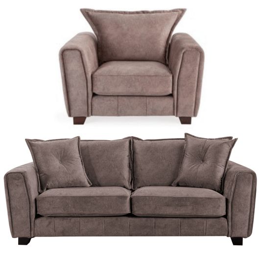 Somerford chocolate 3+1 sofa set, front view, modern design on white background.