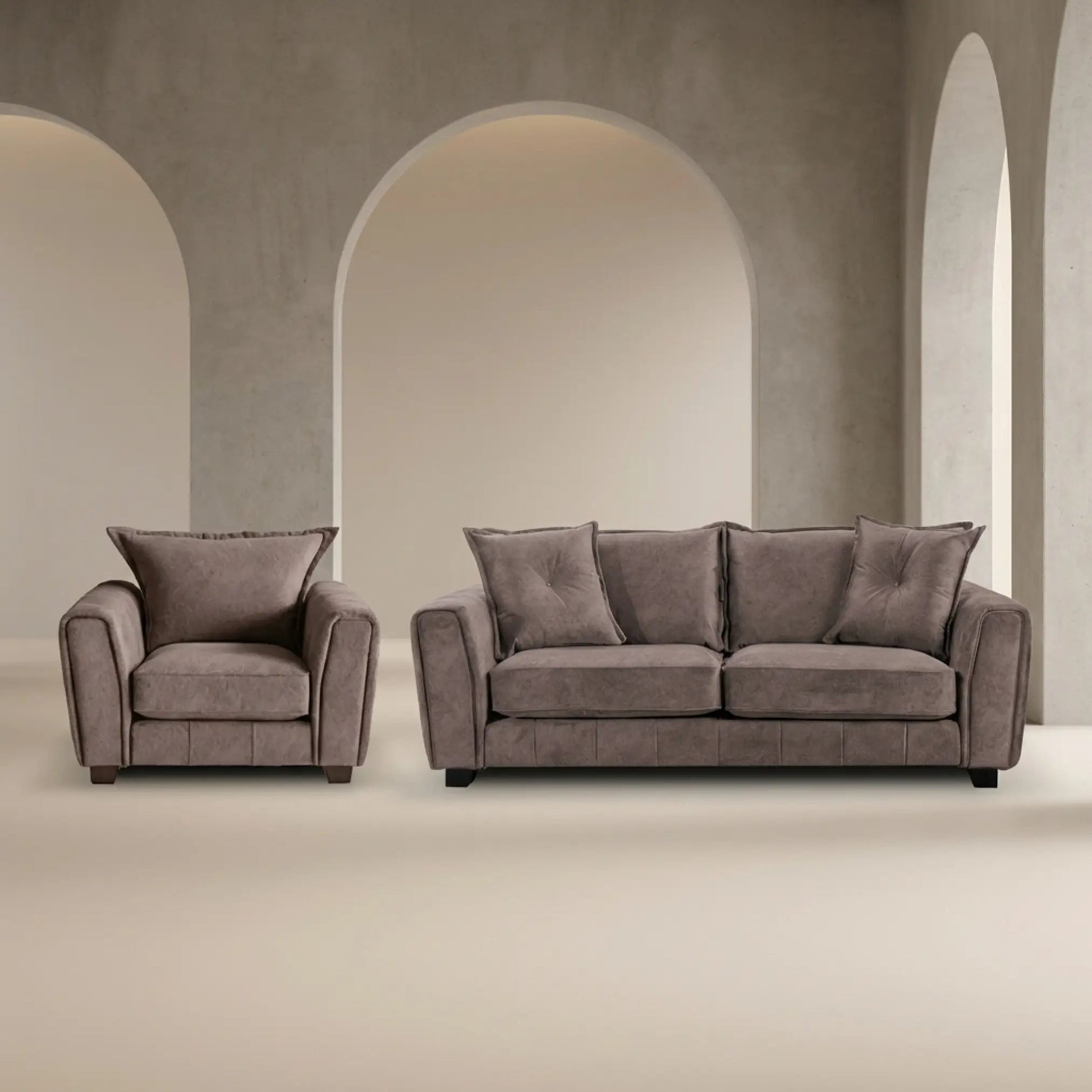 Somerford Chocolate Fabric 3+1 Seater Sofa Set - Furniture Instore
