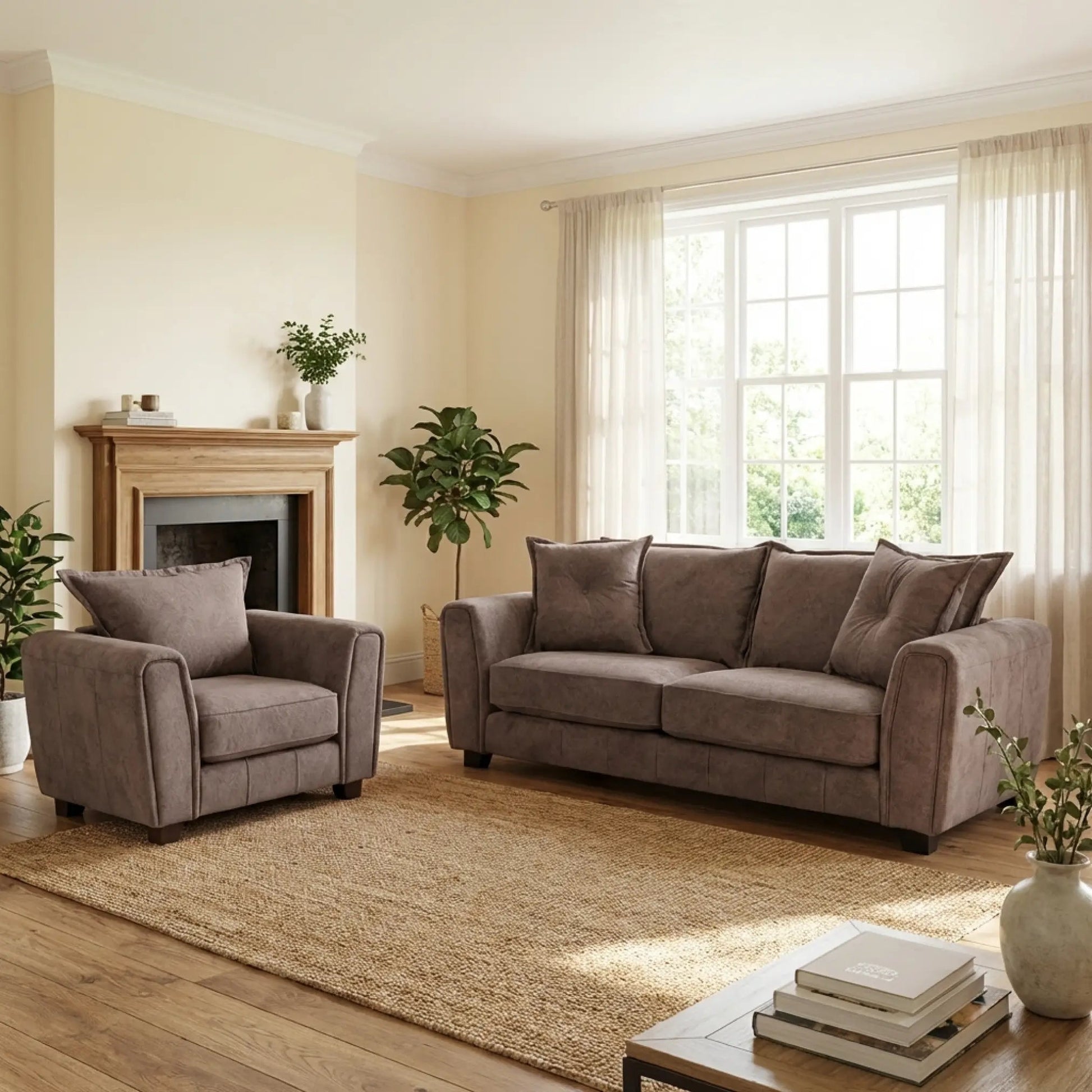 Somerford Chocolate Fabric 3+1 Seater Sofa Set - Furniture Instore