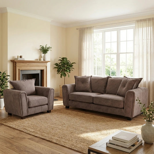Somerford Chocolate Fabric 3+1 Seater Sofa Set - Furniture Instore