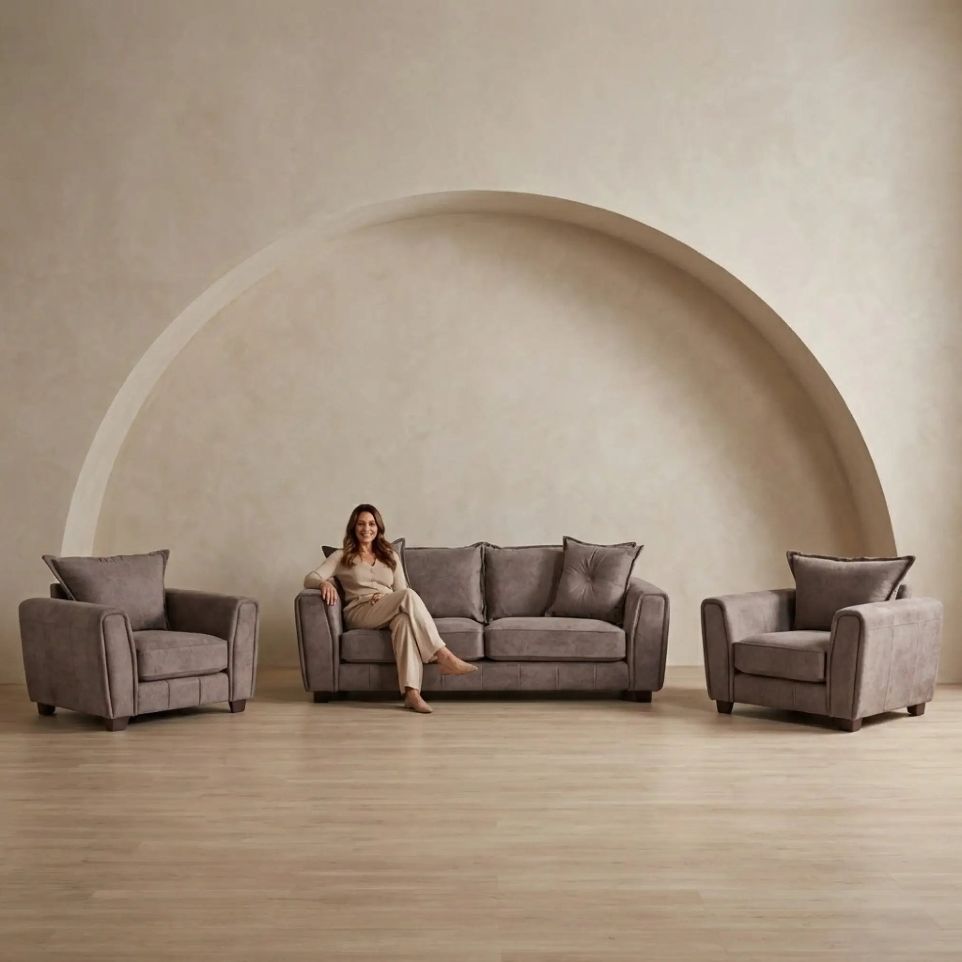Somerford Chocolate Fabric 3+1+1 Seater Sofa Set - Furniture Instore