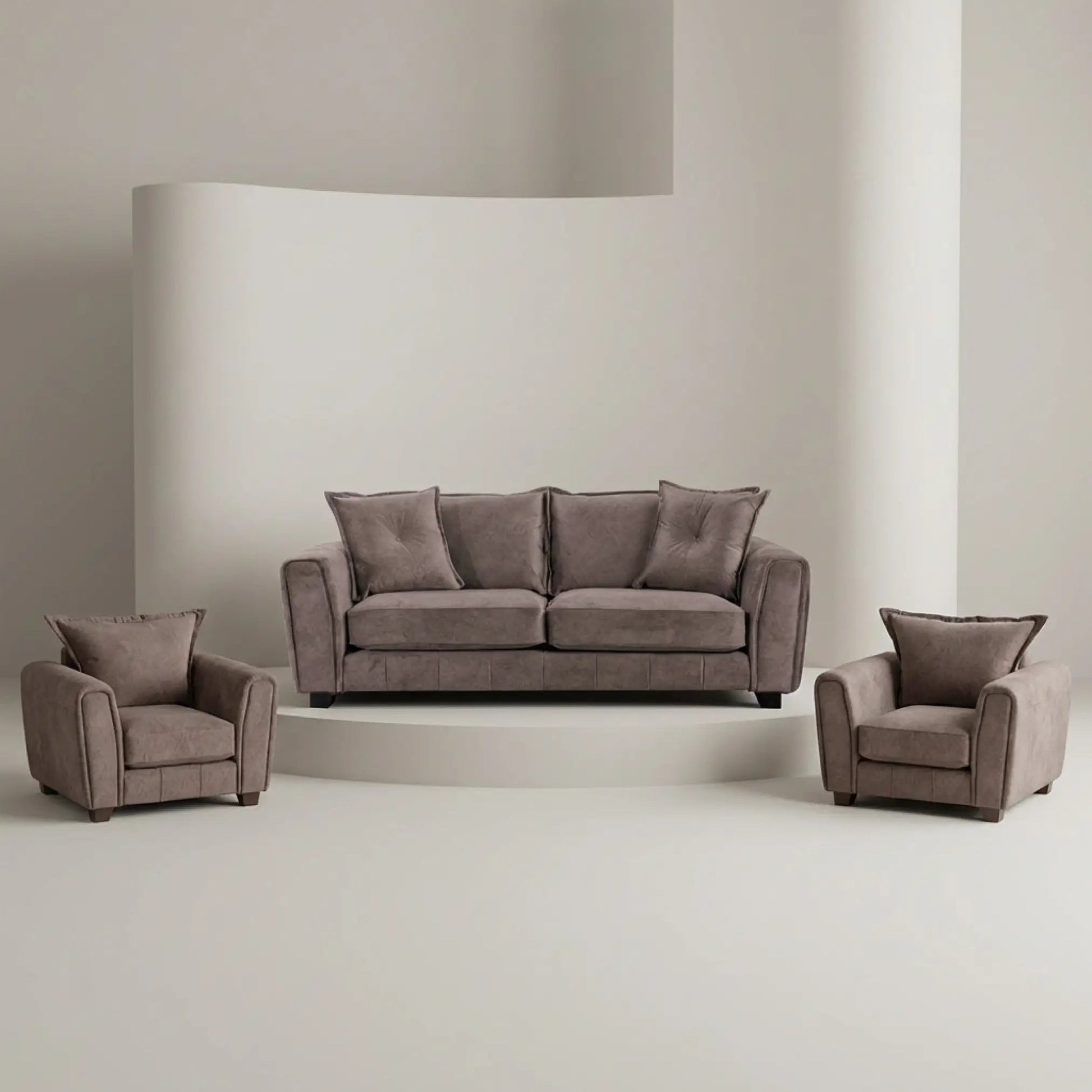 Somerford Chocolate Fabric 3+1+1 Seater Sofa Set - Furniture Instore
