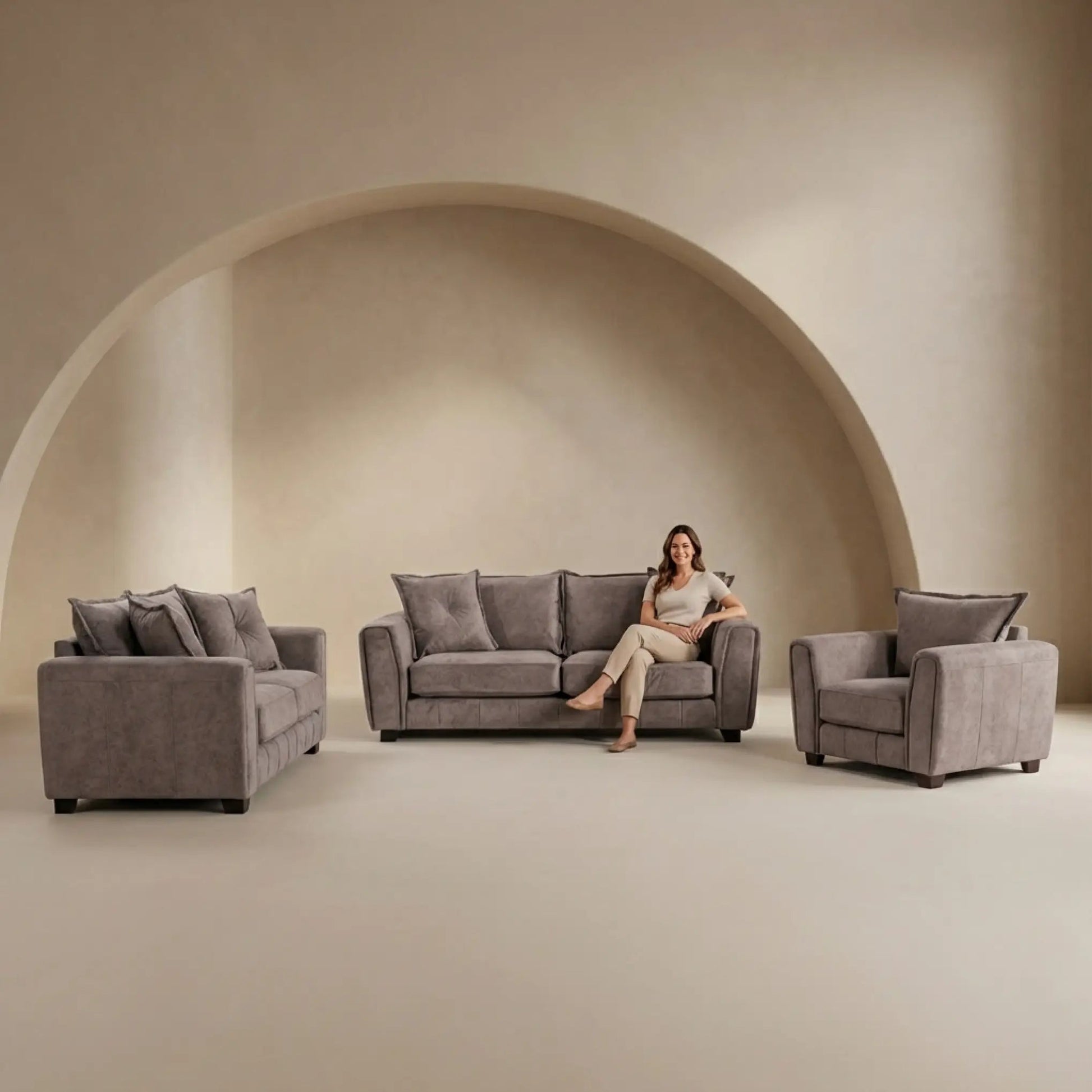 Somerford Chocolate Fabric 3+2+1 Seater Sofa Set - Furniture Instore