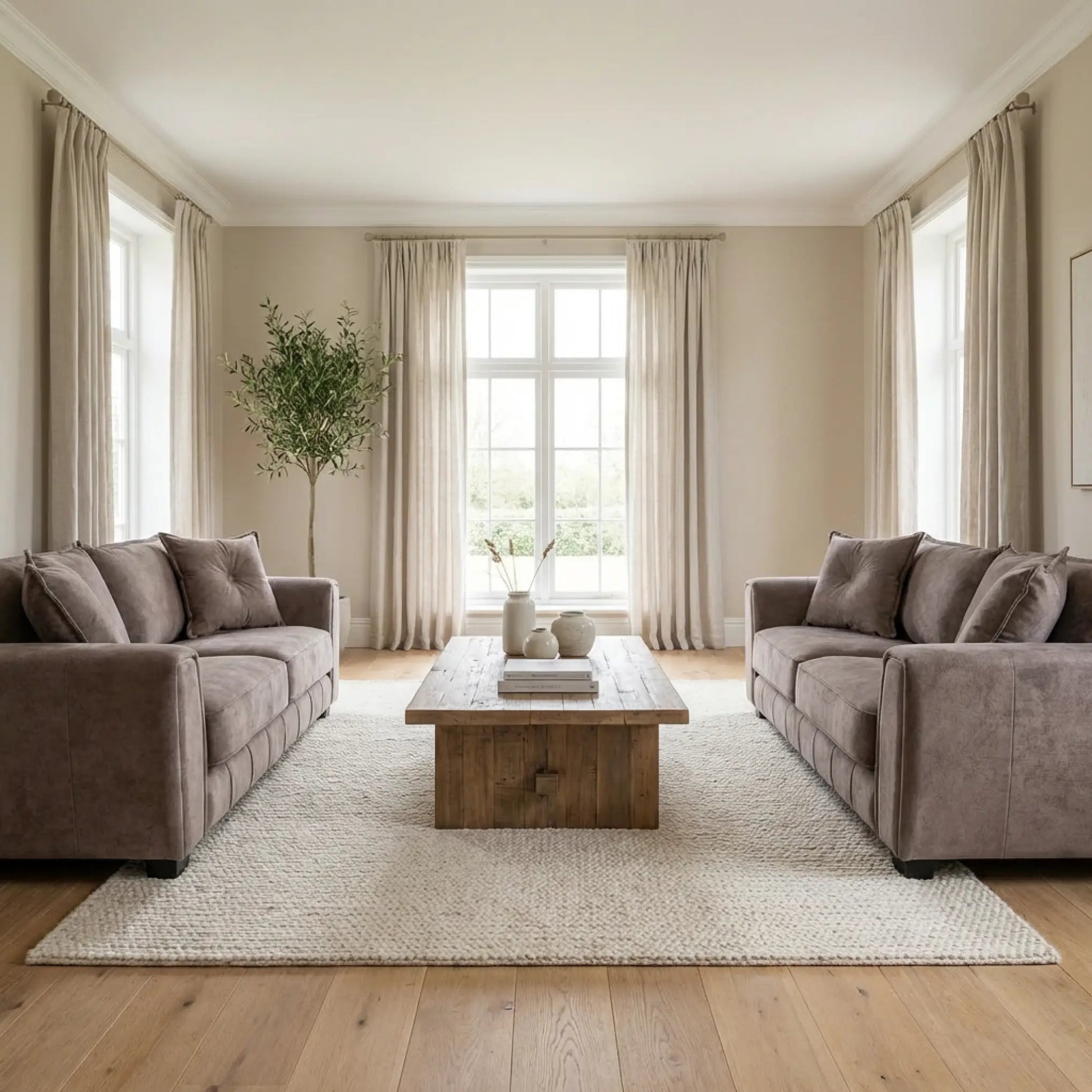 Somerford Chocolate Fabric 3+3 Sofa Set - Furniture Instore