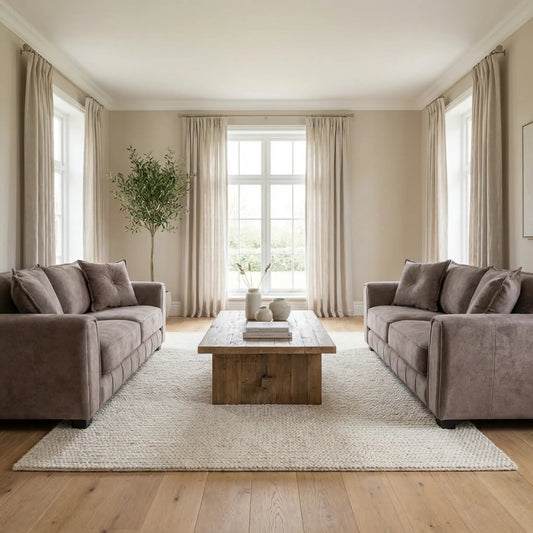 Somerford Chocolate Fabric 3+3 Sofa Set - Furniture Instore