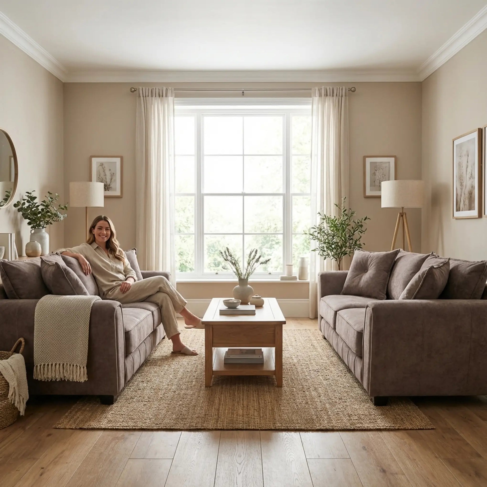 Somerford Chocolate Fabric 3+3 Sofa Set - Furniture Instore
