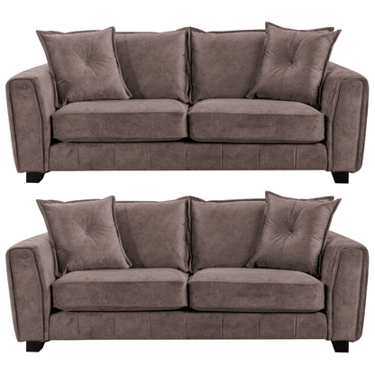 Somerford chocolate 3+3 sofa set, front view, modern design on white background.