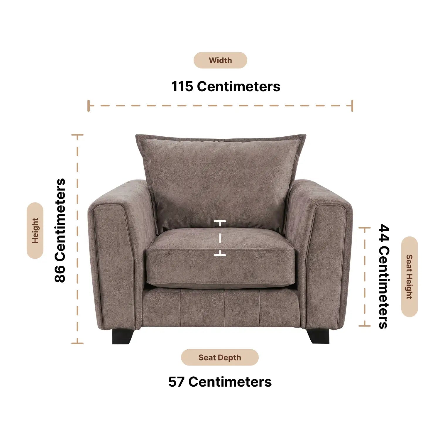 Somerford Fabric Armchair Chocolate Dimensions