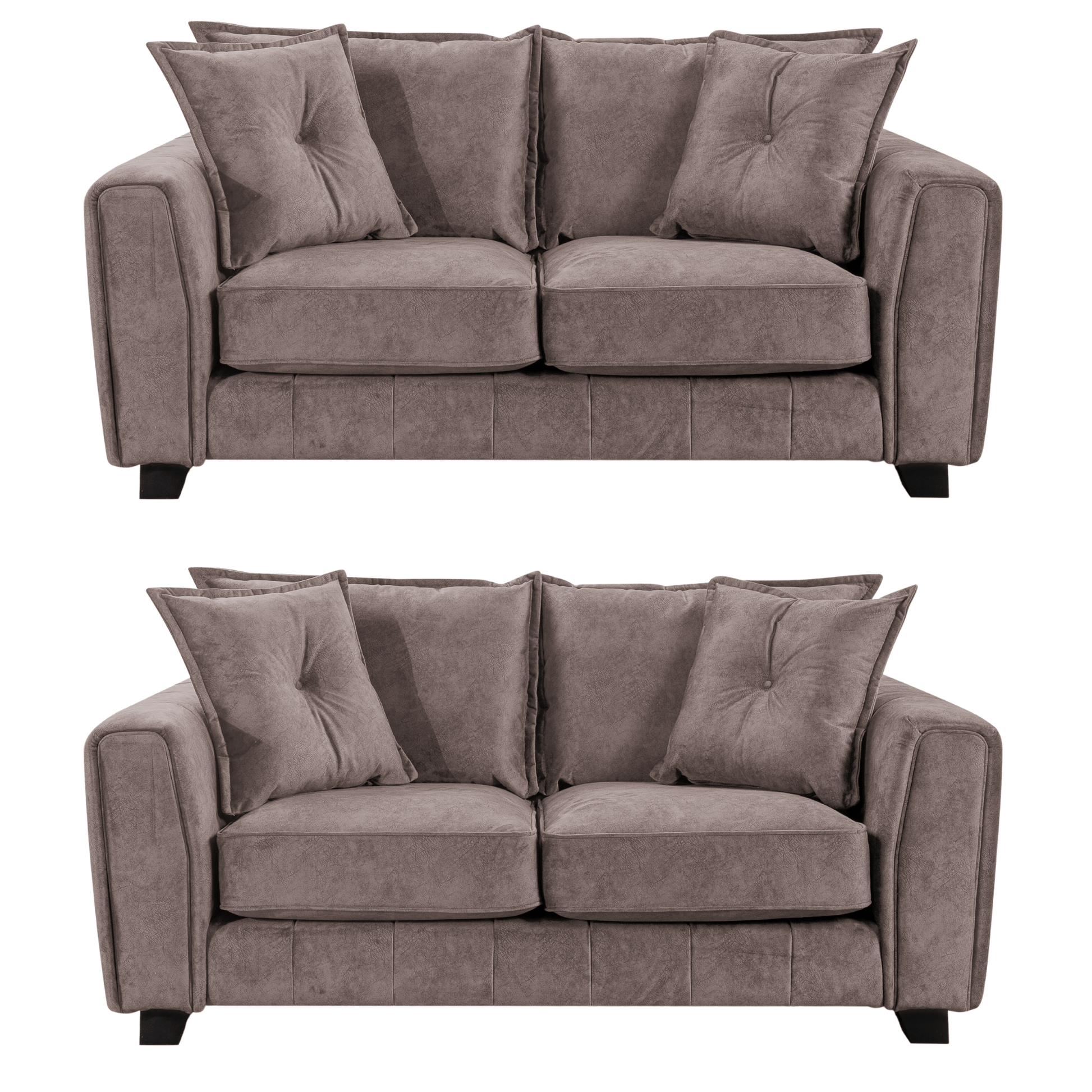 Somerford chocolate 2+2 sofa set, front view, modern design on white background.