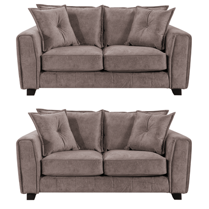 Somerford chocolate 2+2 sofa set, front view, modern design on white background.