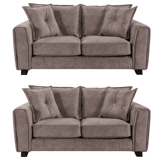 Somerford chocolate 2+2 sofa set, front view, modern design on white background.