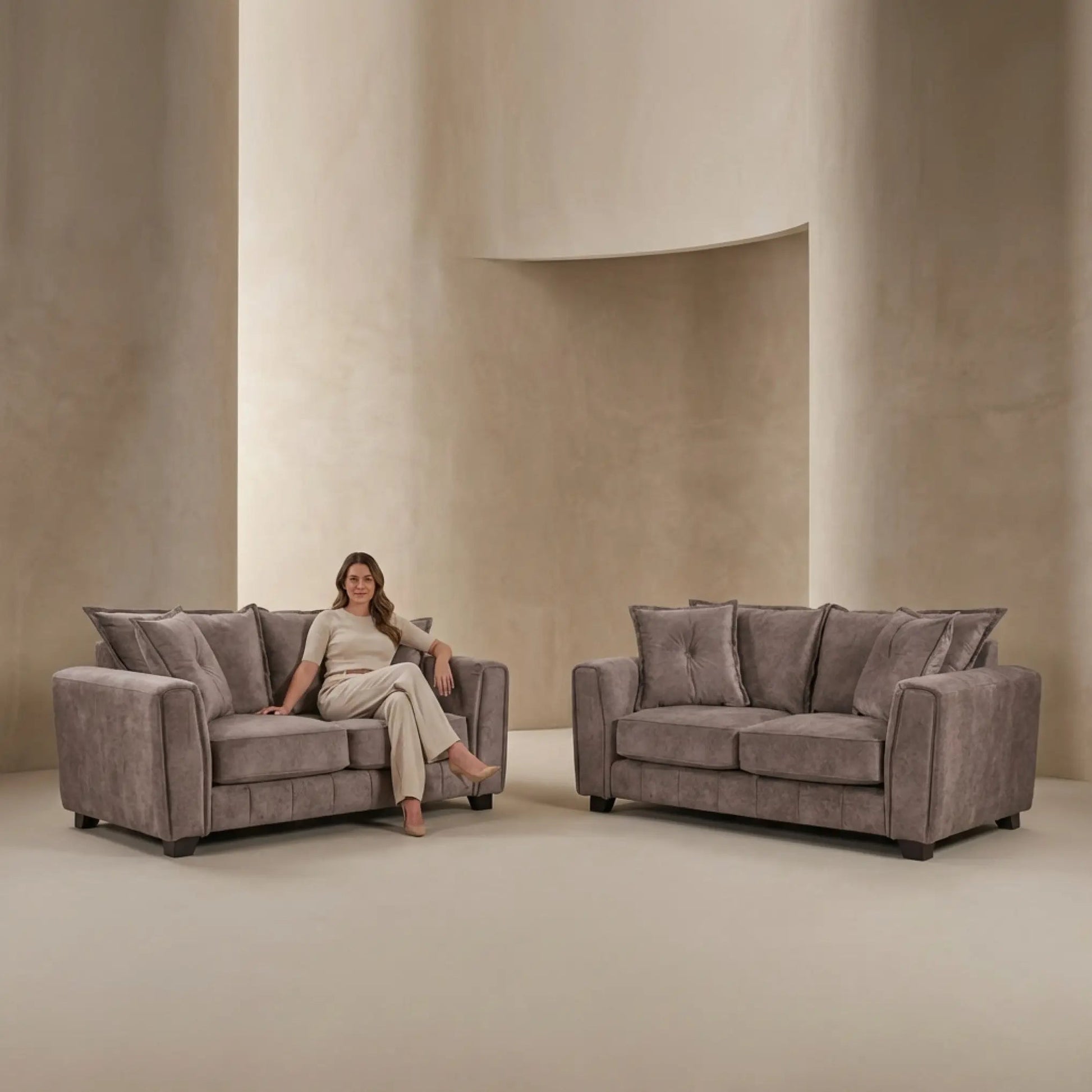 Somerford Fabric Chocolate 2+2 Seater Sofa Set - Furniture Instore