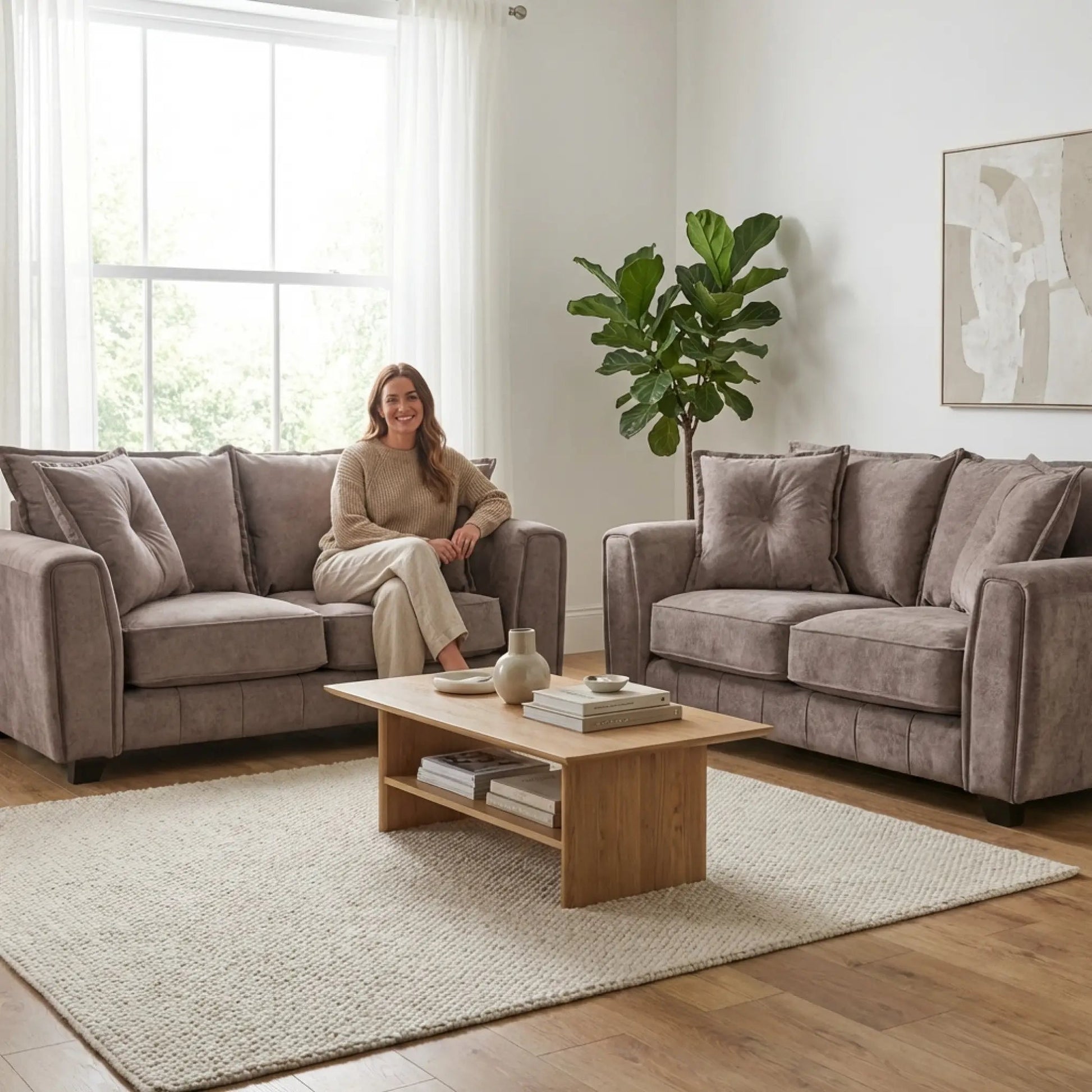 Somerford Fabric Chocolate 2+2 Seater Sofa Set - Furniture Instore