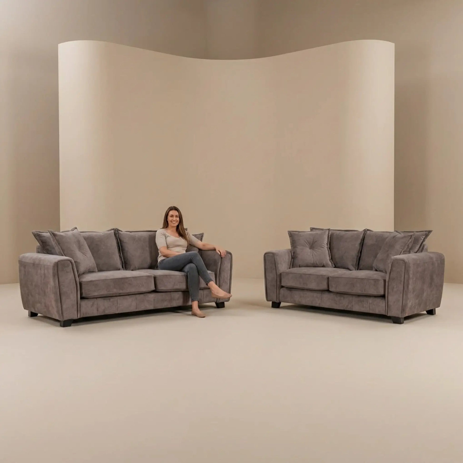 Somerford Fabric Chocolate 3+2 Seater Sofa Set - Furniture Instore